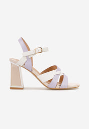 Fuchsia block heel sandals