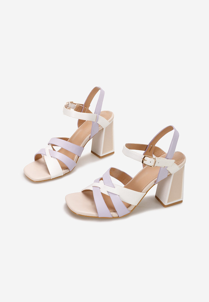 Fuchsia block heel sandals