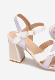 Fuchsia block heel sandals