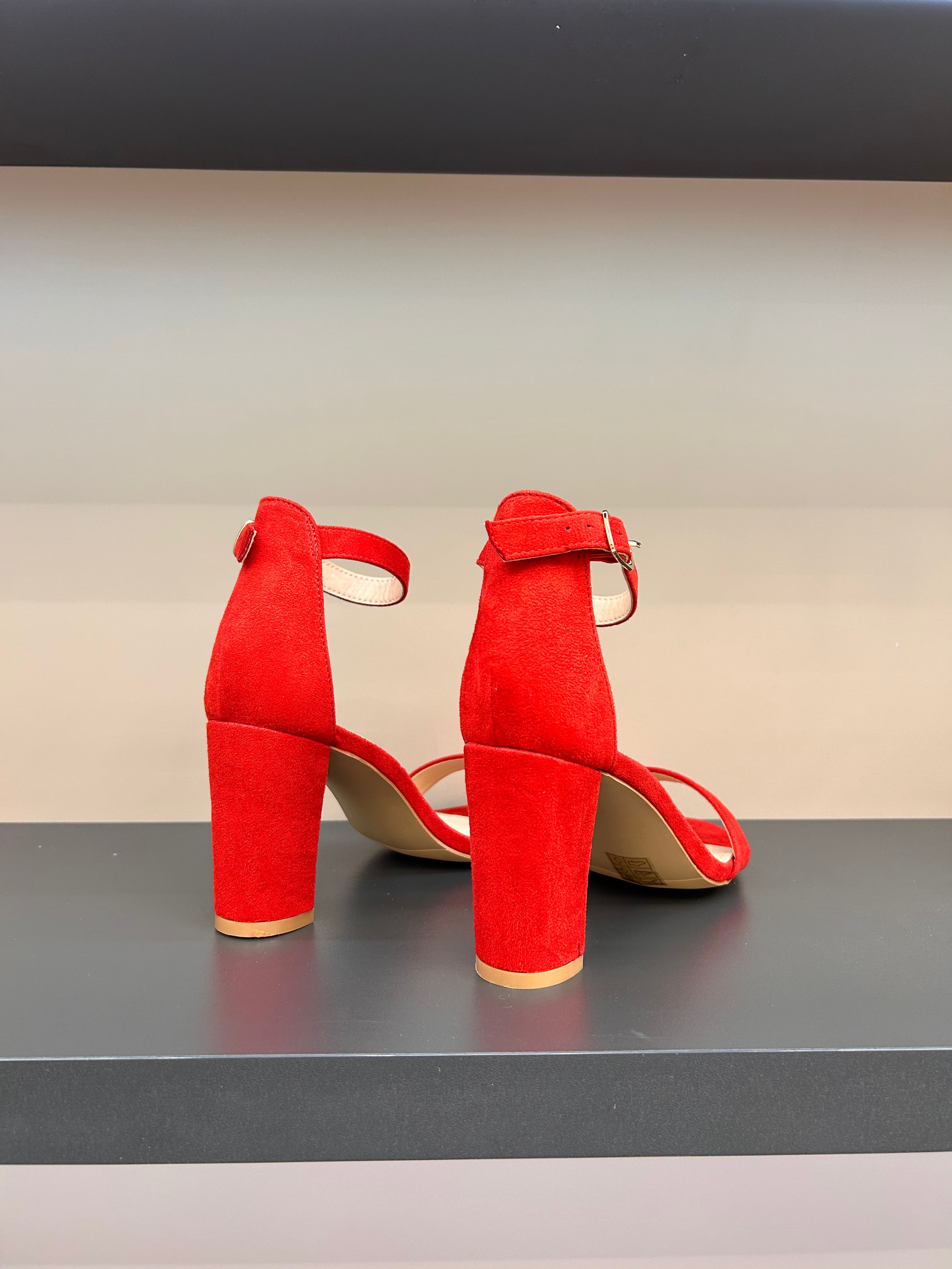Beige block heel sandals