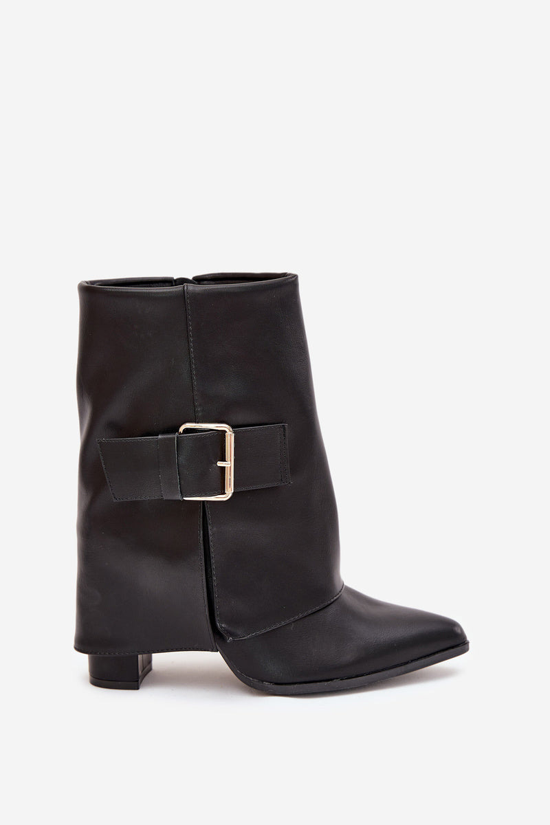 Black block heel boots