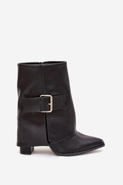 Black block heel boots