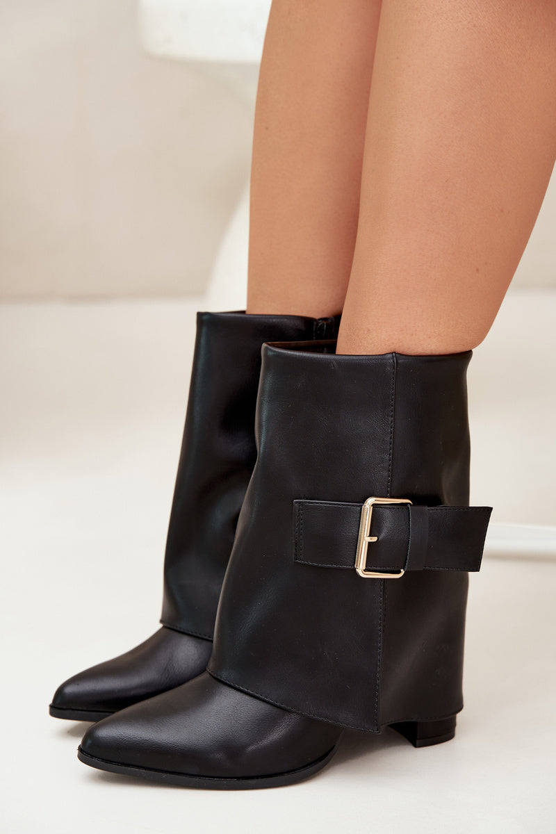 Black block heel boots