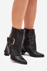 Black block heel boots
