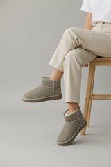 Kaki topli gležnjarji iz pravega usnja 