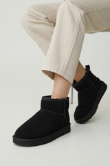 Črni topli gležnjarji iz pravega usnja 