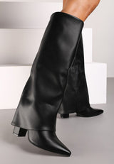 Črni visoki škornji z blok peto