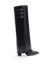 Black block heel high boots