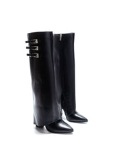 Black block heel high boots