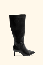 Black boots on a thin heel