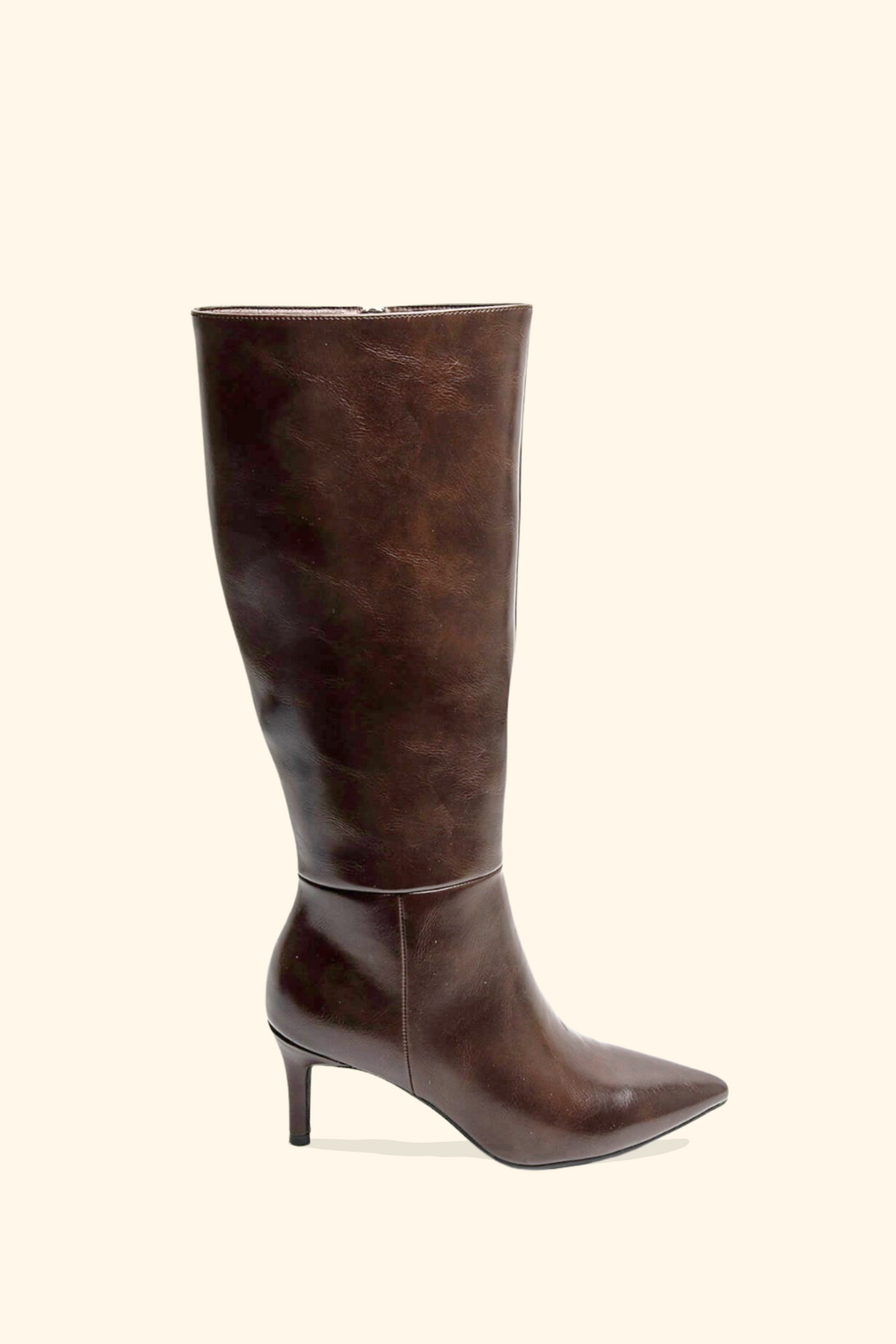 Brown boots with thin heels