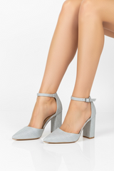 Srebrni sandali z blok peto