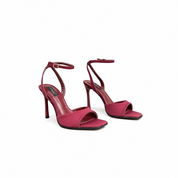 Burgundy sandals with thin heels