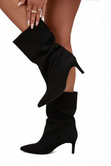 Black boots on a thin heel