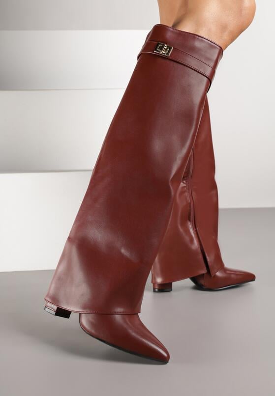 White block heel high boots