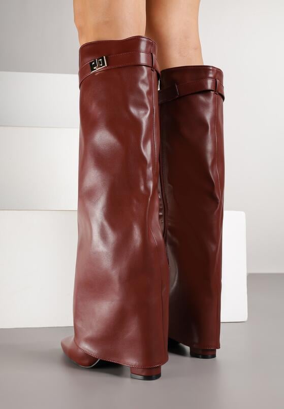 White block heel high boots