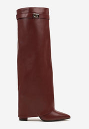 White block heel high boots