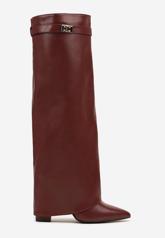 White block heel high boots