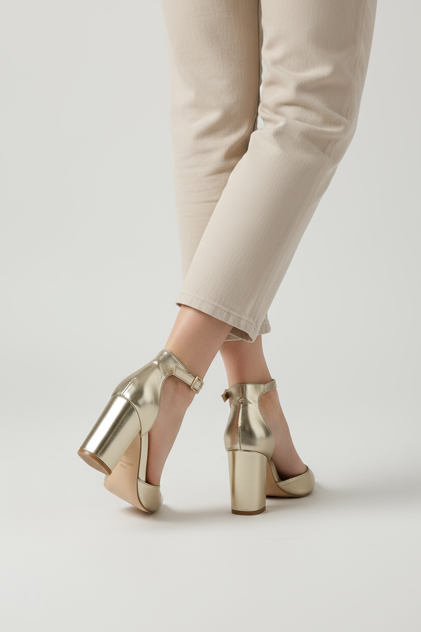 Zlati sandali z blok peto