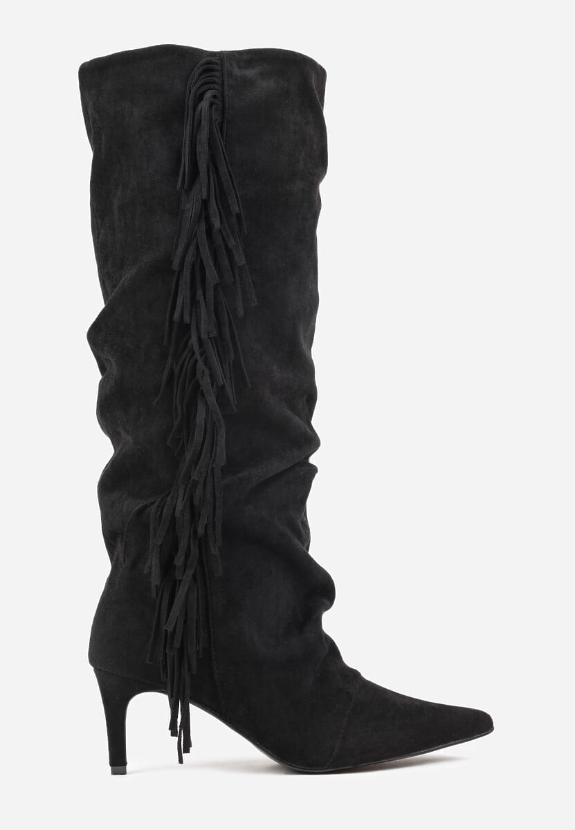 Black boots on a thin heel