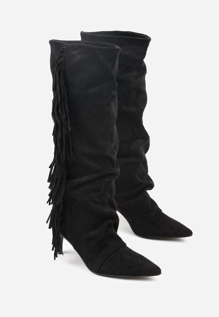 Black boots on a thin heel