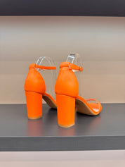 Fuchsia block heel sandals