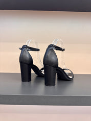 Fuchsia block heel sandals