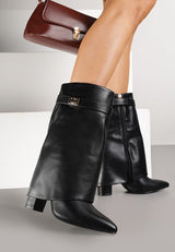 Black block heeled block heel boots