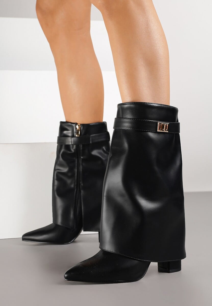 Black block heeled block heel boots