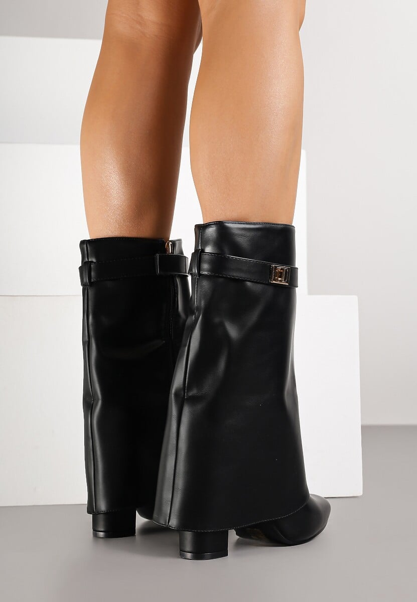 Black block heeled block heel boots