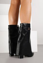Black block heeled block heel boots