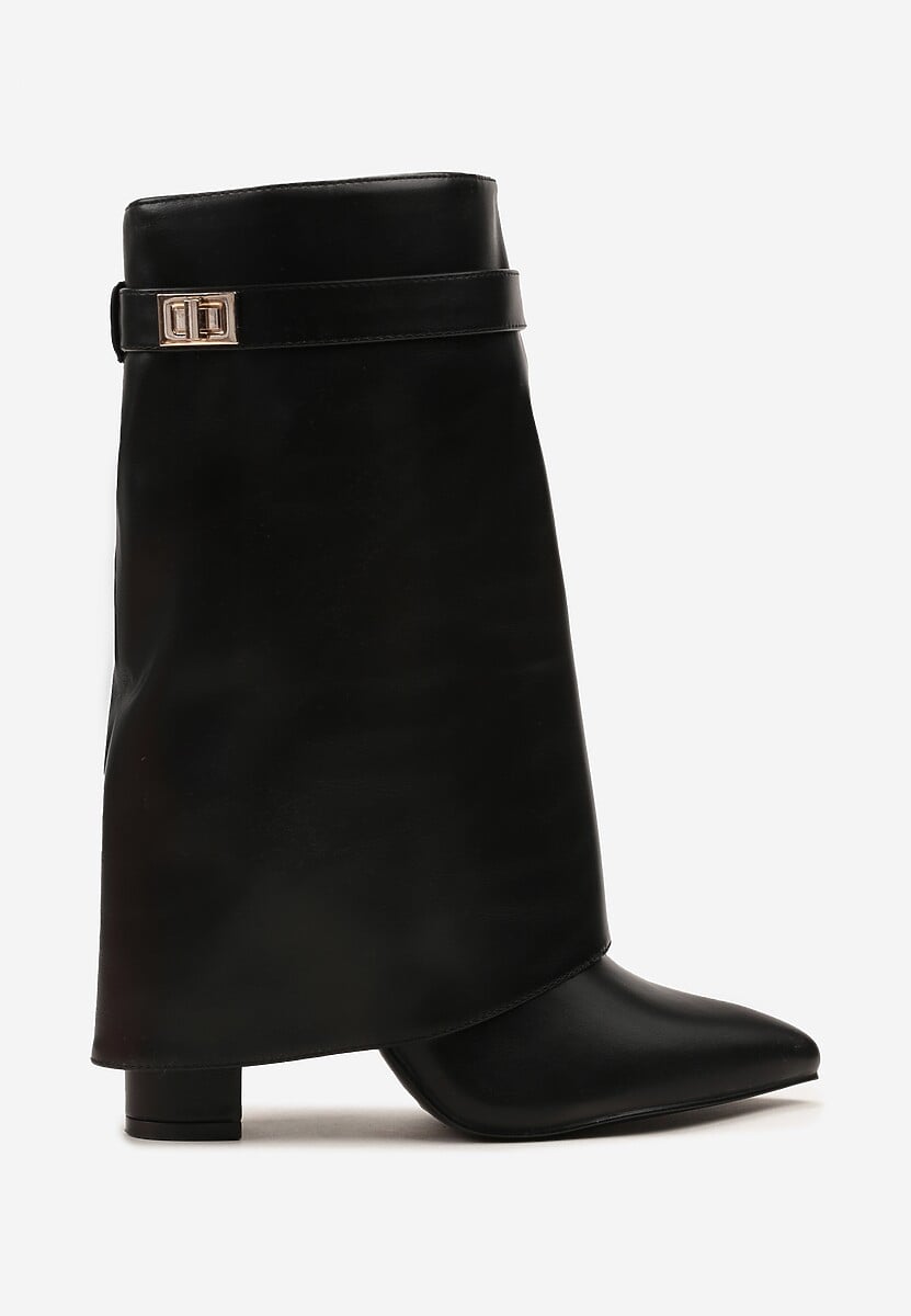 Black block heeled block heel boots