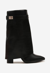 Black block heeled block heel boots