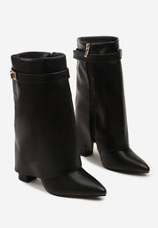 Black block heeled block heel boots