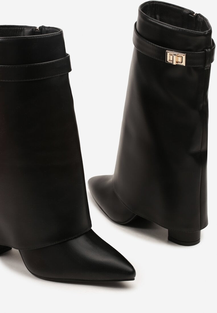 Black block heeled block heel boots