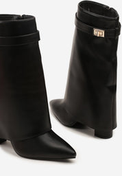Black block heeled block heel boots