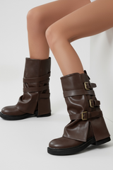 Brown biker boots