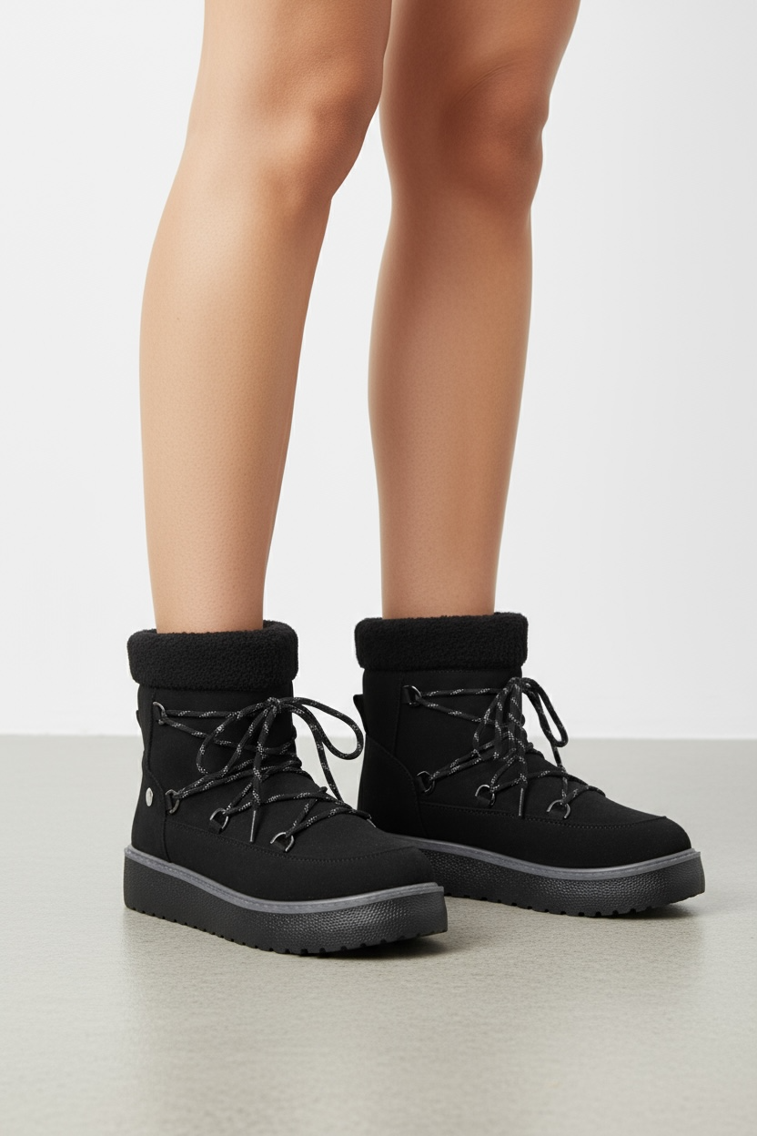 Black winter ankle boots