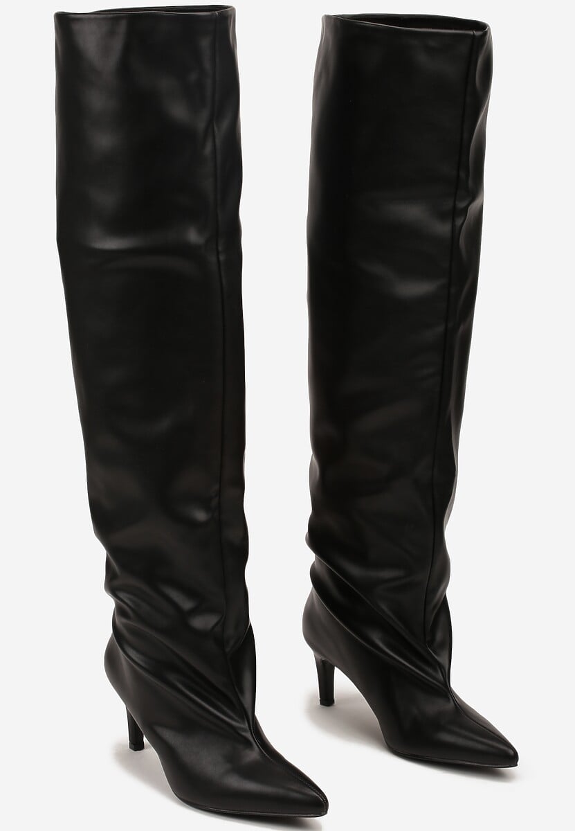 Crne visoke čizme na tanku petu