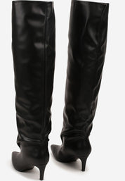 Crne visoke čizme na tanku petu