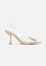 Beige heels on a thin heel