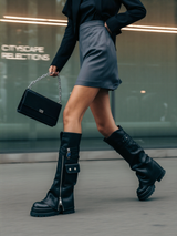 Black high biker boots