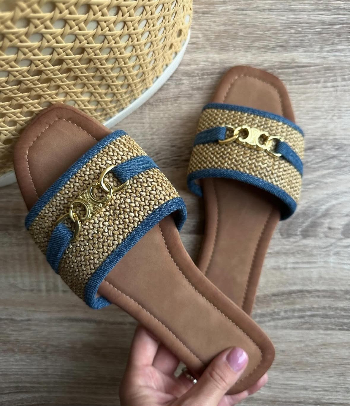 Denim flat loafers