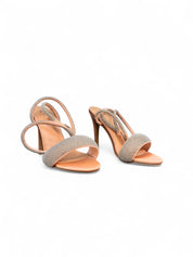 Silver sandals on a thin heel