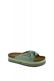 Green flat shoes with a platform