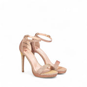 Champagne sandals with thin heels