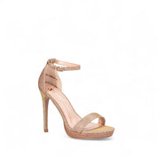 Champagne sandals with thin heels