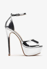 Srebrni sandali z visoko peto