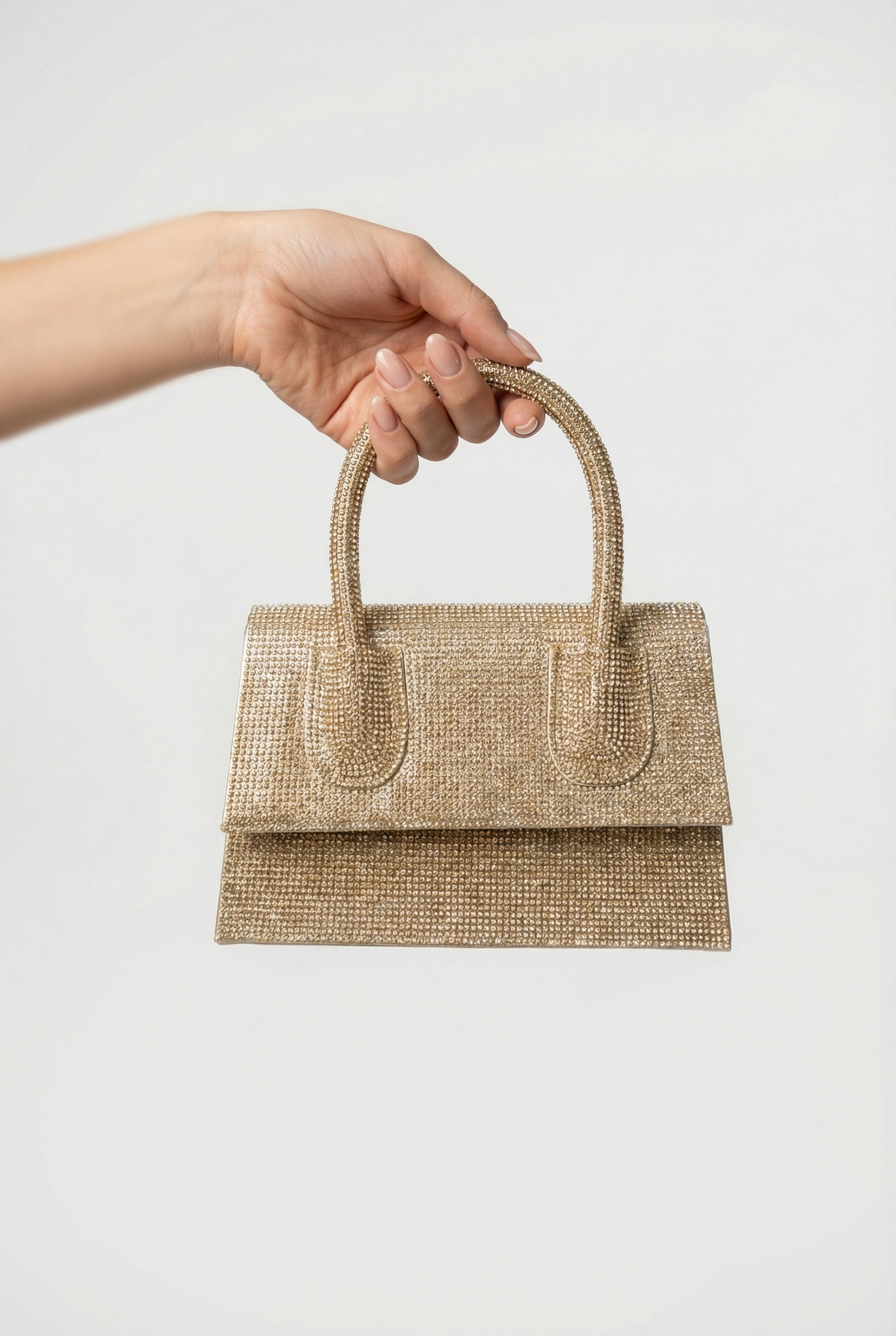 Zlatna šljokičasta večernja torbica