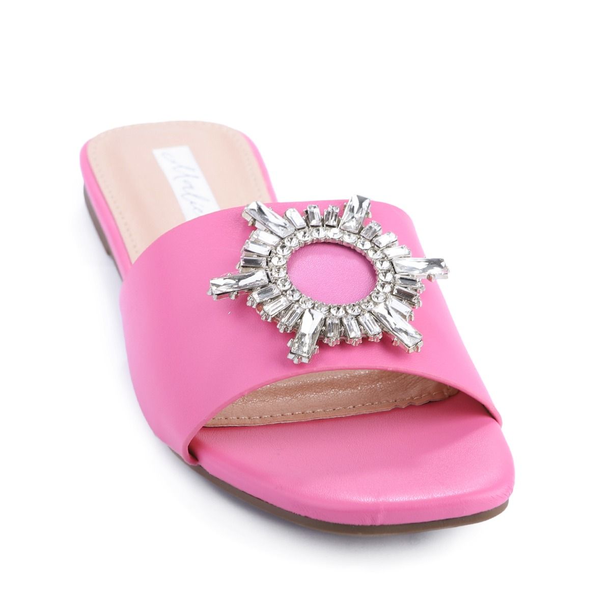 Fuchsia flat slippers